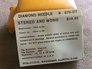 Vintage NOS Pfanstiehl Turntable Record Player Needle # 676-D7 - Picture 1 of 3