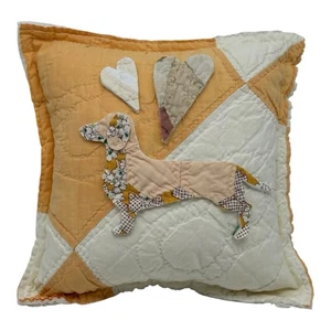 NUEVA Almohada Hecha a Mano para Perro Dachshund Edredón Vintage Antiguo Chenille ¡Cariño!! - Imagen 1 de 9