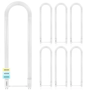 Luxrite U Bend LED Tube Light T8 T12, 17.5W 3 CCT 2100 Lumens G13 Base 6-Pack - Picture 1 of 7