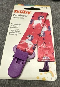Clip chupete bebé Nuby Paci Finder 0+ meses rosa unicornios - Imagen 1 de 2