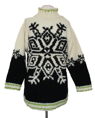 VTG Express Tricot Womens Snowflake Wool Turtleneck Sweater S Chunky Knit Ski - Image 1 of 4