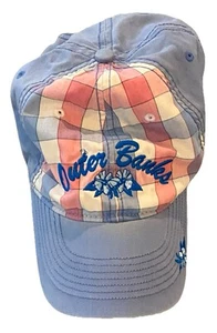 Baseballmütze Kappe Outer Banks OBX kariert Blumenmuster hellblau verstellbar - Bild 1 von 6