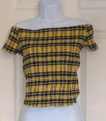 Top corto fruncido amarillo y negro Hot Topic talla 2X Pinup Rockabilly Grunge Foto 1 de 4