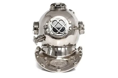 Chrome Diving Helmet US Navy Mark V Marine Diving Helmet Deep Sea Divers Helmet - Image 1 of 4