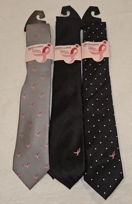 * 批量 3 节 Hope 男式领带 乳腺癌意识 Susan G. Komen — 第 1/2 张图片