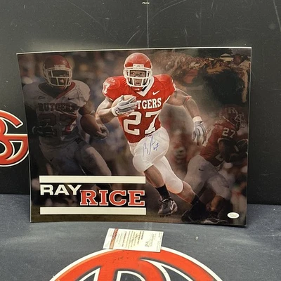 Foto autografiada 16x20 firmada por Ray Rice Rutgers Tigers certificado de autenticidad JAS Foto 1 de 4