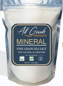 All Goods Baja Sea Salt - Grano fino, 16 oz, 100 % natural, cosechada a mano,... - Imagen 1 de 9