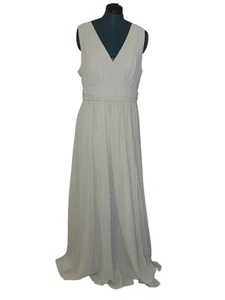Lulu's Bridesmaid Dress V-neck A-line Gray Chiffon Dress 2X Wedding SNAG Elegant - Picture 1 of 6