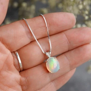 Collana con ciondolo in argento sterling 925 opale welo etiope naturale pietra preziosa sfusa - Foto 1 di 3
