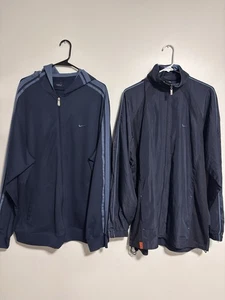 (2 LOTE) Chaqueta con Capucha Cortavientos Nike Para Hombres 2XL De Colección Y2K Cremallera Completa AZUL MARINO - Imagen 1 de 4