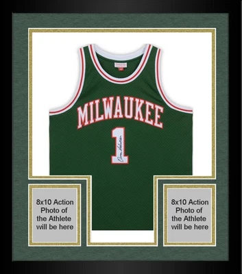 Framed Oscar Robertson Milwaukee Bucks Signed Mitchell & Ness Replica Jersey - Image 1 of 4