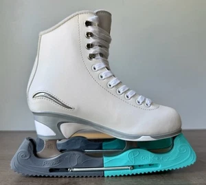Jackson 450 Figure Skates Size 4 ( Blade Mark I - 8 2/3) w/Guards - Excellent - Picture 1 of 9