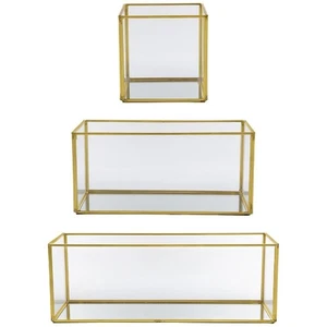 A&B Home 79120 Anita 5 inch Clear/Gold Box - Picture 1 of 11
