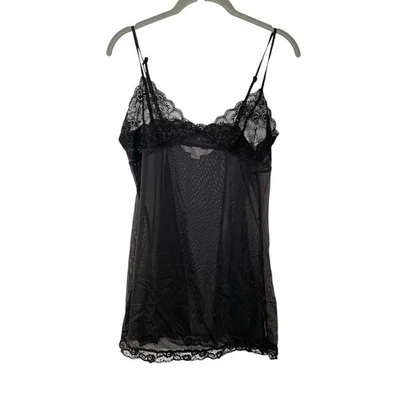 Y2K Victoria's Secret 2001 Babydoll Cami Top Size M Black Mesh Lace Coquette - Image 1 of 4