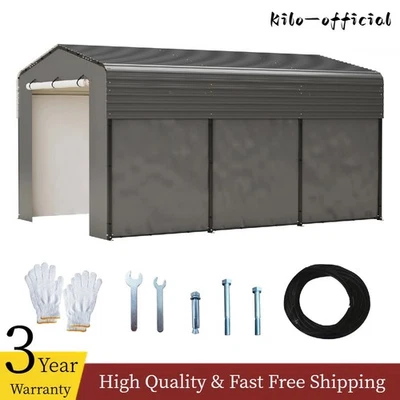 10x15' Heavy Duty Metal Carport w/Waterproof Cloth Outdoor Car Shelter for Truck - Image 1 of 4