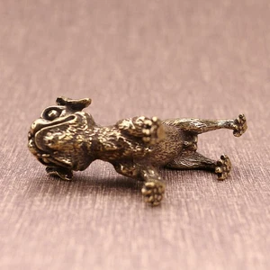 Brass Dog Figurine Statue House Office Desktop Decoration Animal Figurines Toys - Picture 1 of 4