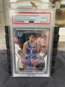 2022 Bowman University Dereck Lively II Prospect Autograph #100 PSA 10 GEM MT - Bild 1 von 2