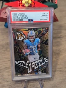 2023 Mosaic #rd-24 Jahmyr Gibbs RAZZLE DAZZLE SSP (RC) PSA 10 🔥🔥🔥 - Bild 1 von 3