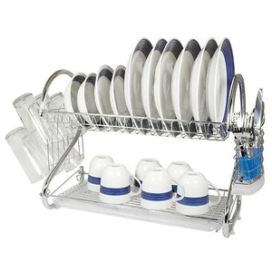 Chrome Kitchen Dish Cup Rack Drainer Dryer Tray Cutlery Holder Extra Large 22" - Picture 1 of 1
