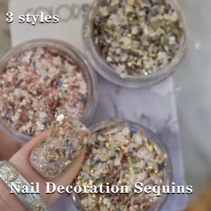 Kit de arte en uñas hágalo usted mismo decoración de uñas lentejuelas concha astillas polvo brillante - Imagen 1 de 15