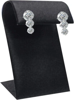 Lot of 12 Earring Black Faux Leather Displays Showcase Post 1 3/4” x 2" x 4 - Image 1 of 2