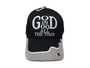 God Is Good All The Time Hat Ball Cap I Love Heart Jesus Black Christian - Picture 1 of 7
