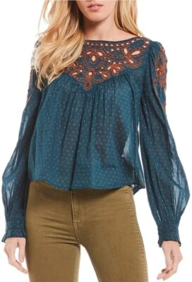 Blusa campesina Free People Everything I Know talla XS verde azulado óxido combo Foto 1 de 4