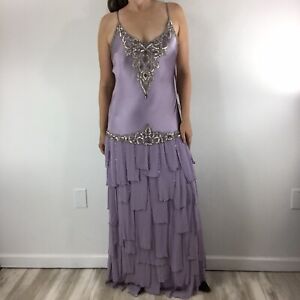 SUE WONG Vintage Beaded Sequin Cocktail Evening Formal Stapless Dress M $950