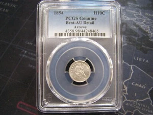 1854 Seated Liberty Silver Half Dime With Arrows PCGS AU DETAIL - Picture 1 of 8