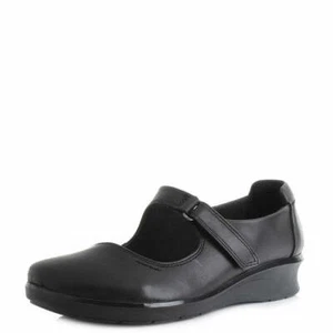 Clarks Hope Henley Wide E Fit Womens Black Soft Leather Mary Jane Strap Shoes - Picture 1 of 6