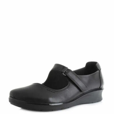 Clarks Hope Henley D Fit Womens Black Soft Leather Mary Jane Bar Strap Shoes - Image 1 of 4