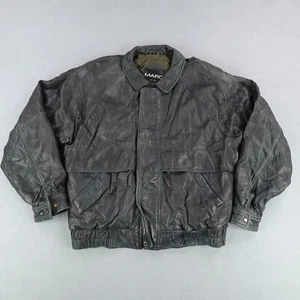 Marc Jacket Mens XL Tall Black Genuine Leather Coat Zip Snap Up New York Moto ^ - Picture 1 of 16