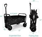 New Heavy Duty Folding Portable Cart Wagon W/All-Terrain Wheels For Park Black