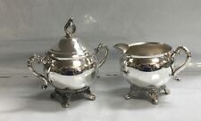 Vintage 1965 Pilgrim Silver Plated Creamer and Sugar Bowl with Lid Set