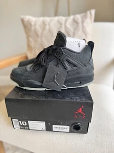 DS 100% Authentic Jordan 4 Retro x KAWS Black 2017 Size 10 930155-001 2017 - Picture 1 of 6