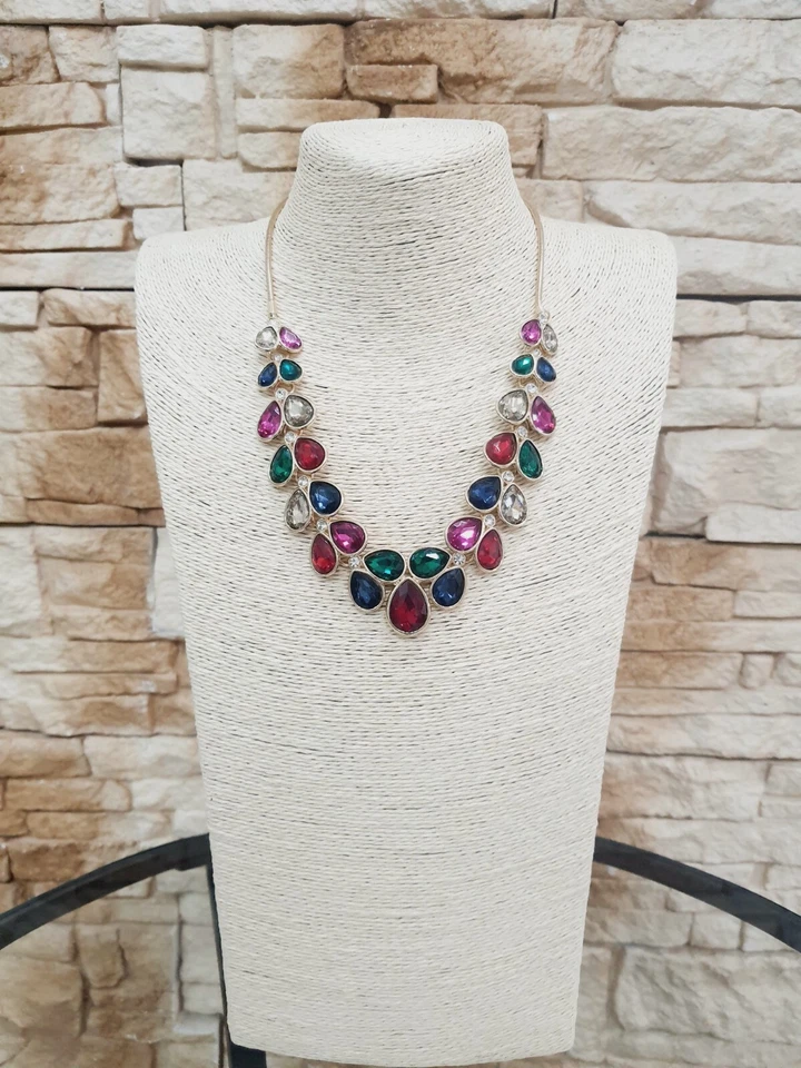 COLLANA DONNA CORTA ELEGANTE COLORI MISTI BIGIOTTERIA C04 MODA DONNE - Immagine 1 di 3