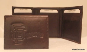 San Francisco Giant Trifold Wallet Genuine Brown Leather Baseball MLB Gift - Picture 1 of 5