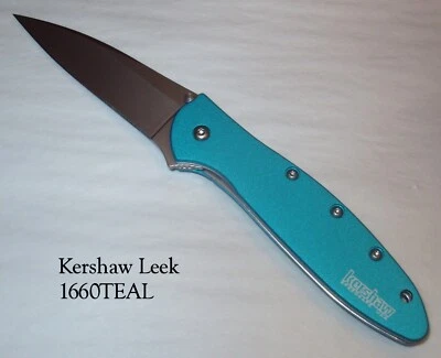 New KERSHAW Ken Onion Leek 1660TEAL Teal Assisted Flipper Liner & Tip-Lock Knife - Image 1 of 4