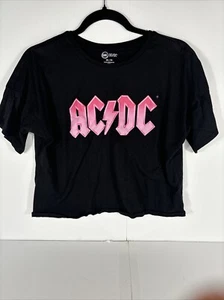 Girls - Short Sleeve Graphic T-Shirt - ACDC - XXL (18) Black & Pink - Picture 1 of 6