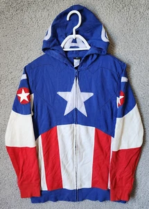 Marvel Universal Kids Captain America Steve Rogers Vintage Costume Zip Hoodie XL - Picture 1 of 18