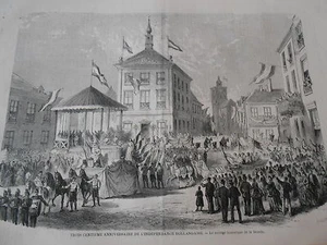 Gravure 1872 - 300ème anniversaire de l'indépendance Hollandaise - Picture 1 of 1