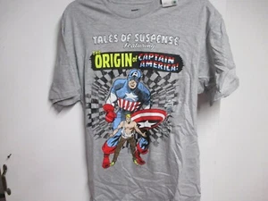 "CAPTAIN AMERICA" (MARVEL) SHORT SLEEVE T SHIRT (LRG) NWT $25 GRAY "COOL" LOGO! - Picture 1 of 6