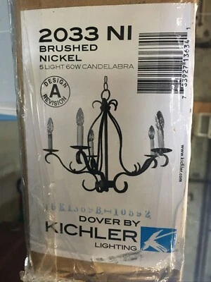 Lámpara de araña de comedor KICHLER 5 luces níquel cepillado 60W 2033NI Foto 1 de 4