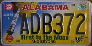 Targa Americana ALABAMA ADB372 First to Moon 31x16 cm - Il Più basso di EBAY!! - Imagen 1 de 1