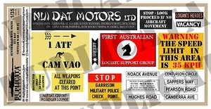 Diorama Accessory- 1/35 Australian Base Signs, Nui Dat - Vietnam War - 2 sheets - Foto 1 di 6