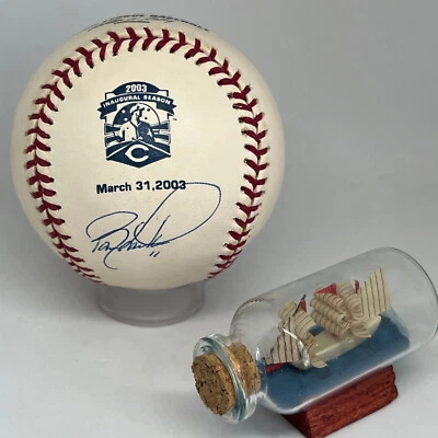 Barry Larkin signed Rawlings Reds 2003 Innaugural Logo Baseball JSA HOF A2892 - Image 1 of 2