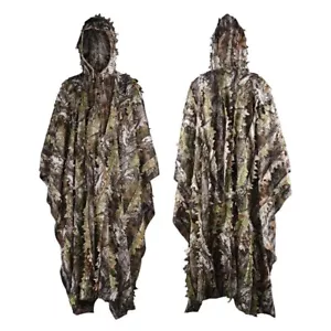 3D Leaves Camouflage Ghillie Suit Leaves Poncho Stealth Cloak for Jungle Hunting - Picture 1 of 8