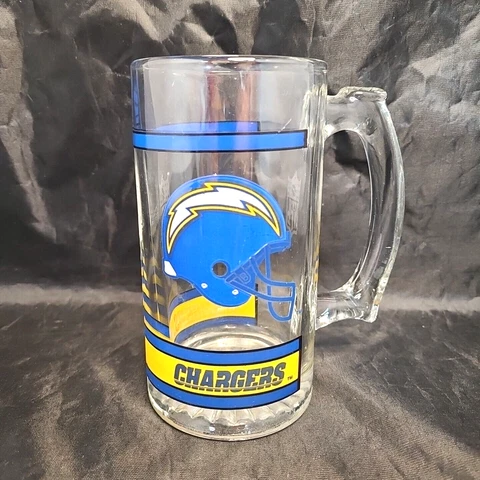 Vintage NFL San Diego Chargers Logo Mug Glass Beer 12 Ounce Los Angeles Chargers Cover