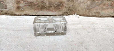 1950s Vintage 2 Compartimentos Vidrio Tintero Tinta Pot Decorativa Colección IP3 - Image 1 of 4