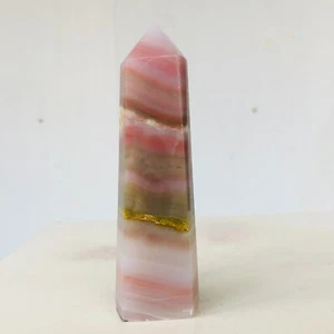 238g Natural Colorful Red Stripes Agate Quartz Crystal Wand Point Healing W46 - Picture 1 of 13